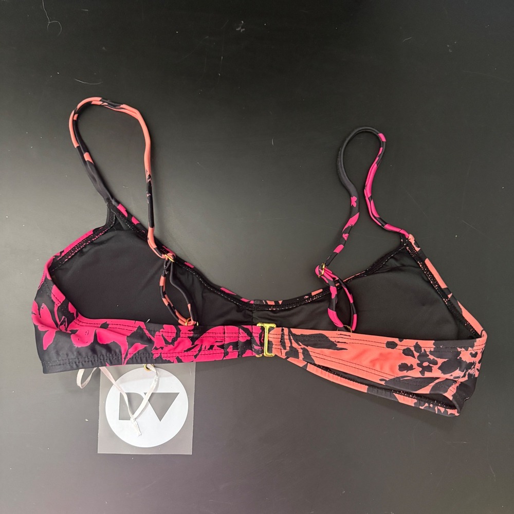 Perfect Vacation Floral Bikini Top Pink Orange Black XS NWT - Picture 2 of 3